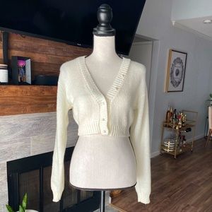 Nasty Gal Cream Cropped Cardigan